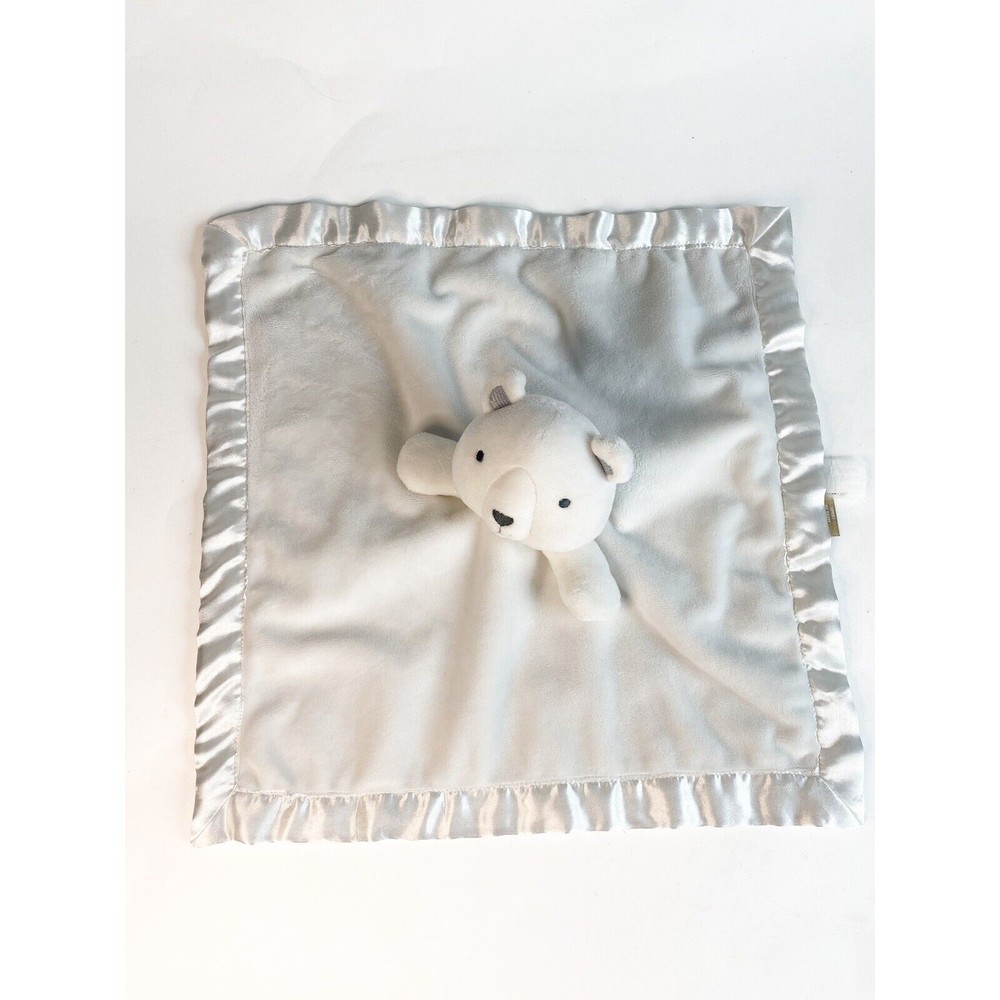 Target Limited Edition Polar Bear Gray White Baby Lovey Security Blanket Satin
